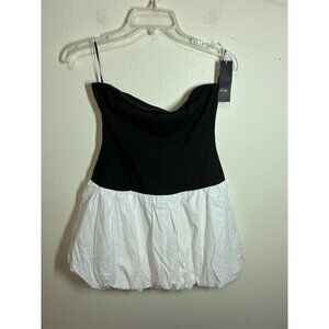 NWOT West of Melrose Strapless Dress Boho Party Retro Y2K Black White Size Small